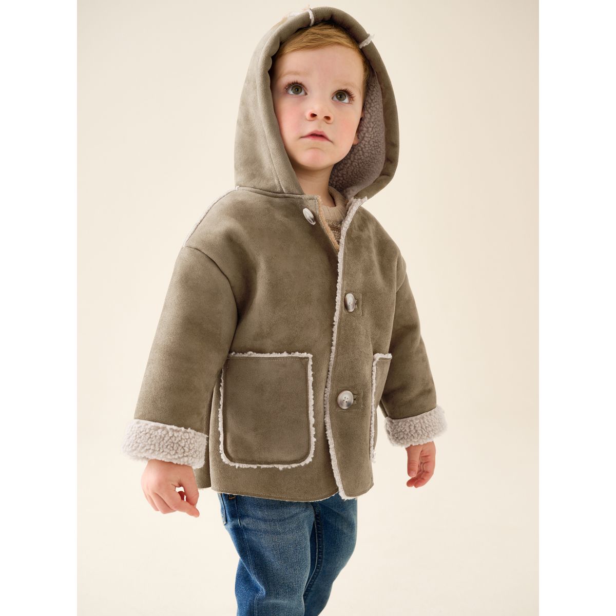 Manteau en imitation daim marron fauve, NEXT