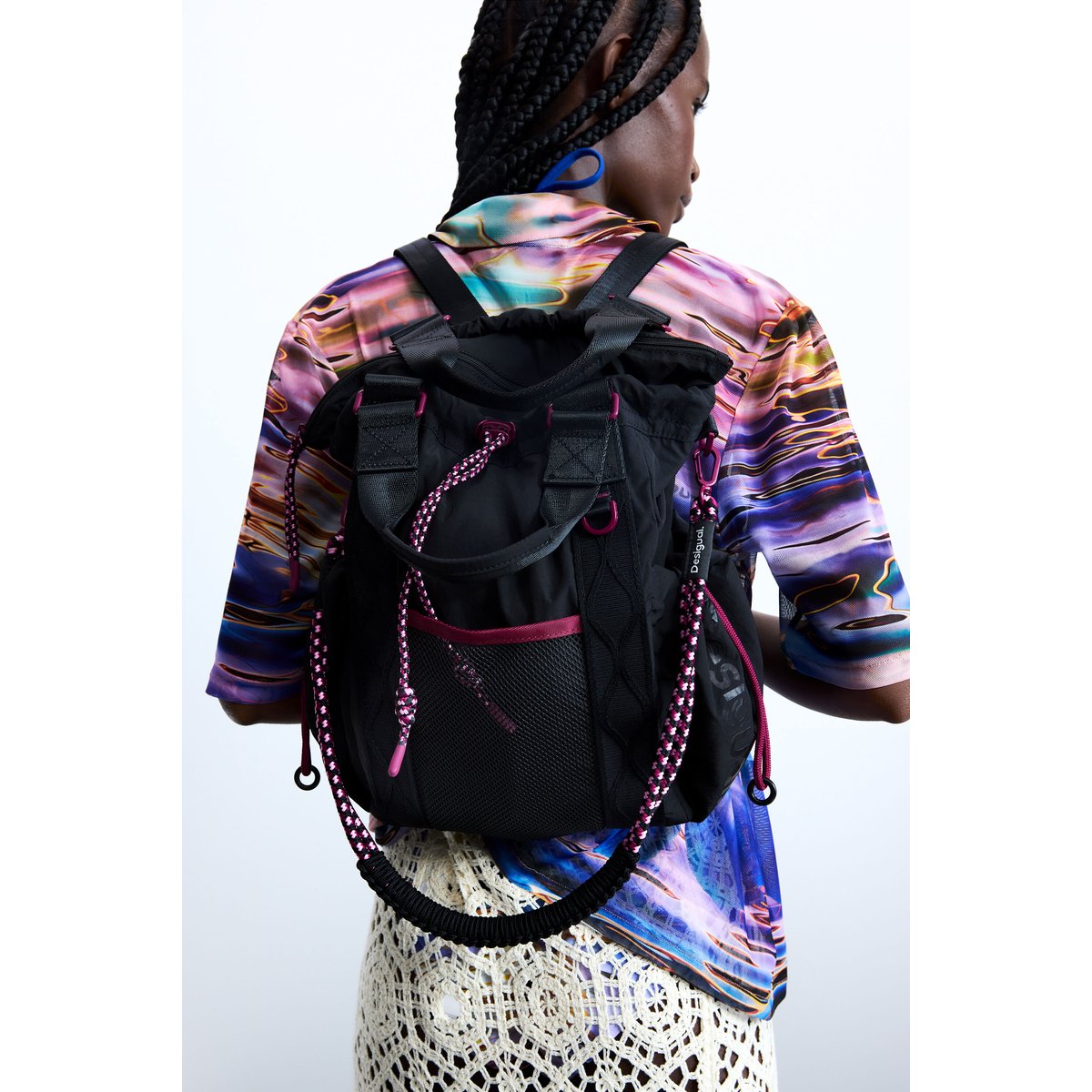 Sac à dos nylon moyen noir, DESIGUAL