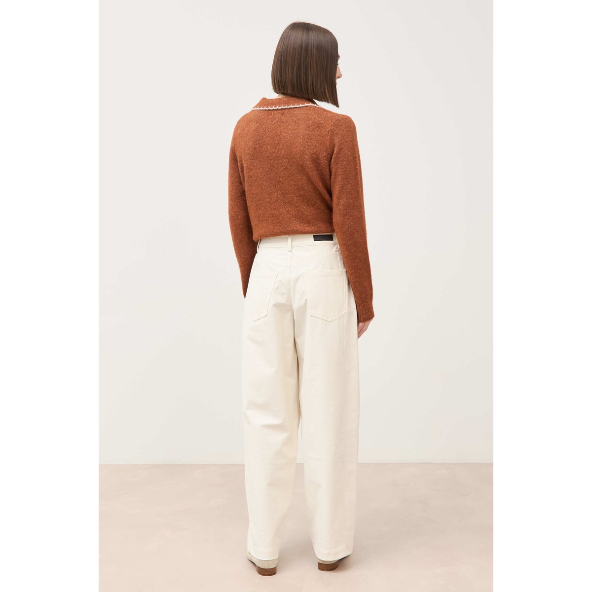 Pantalon coupe regular ecru, BONOBO