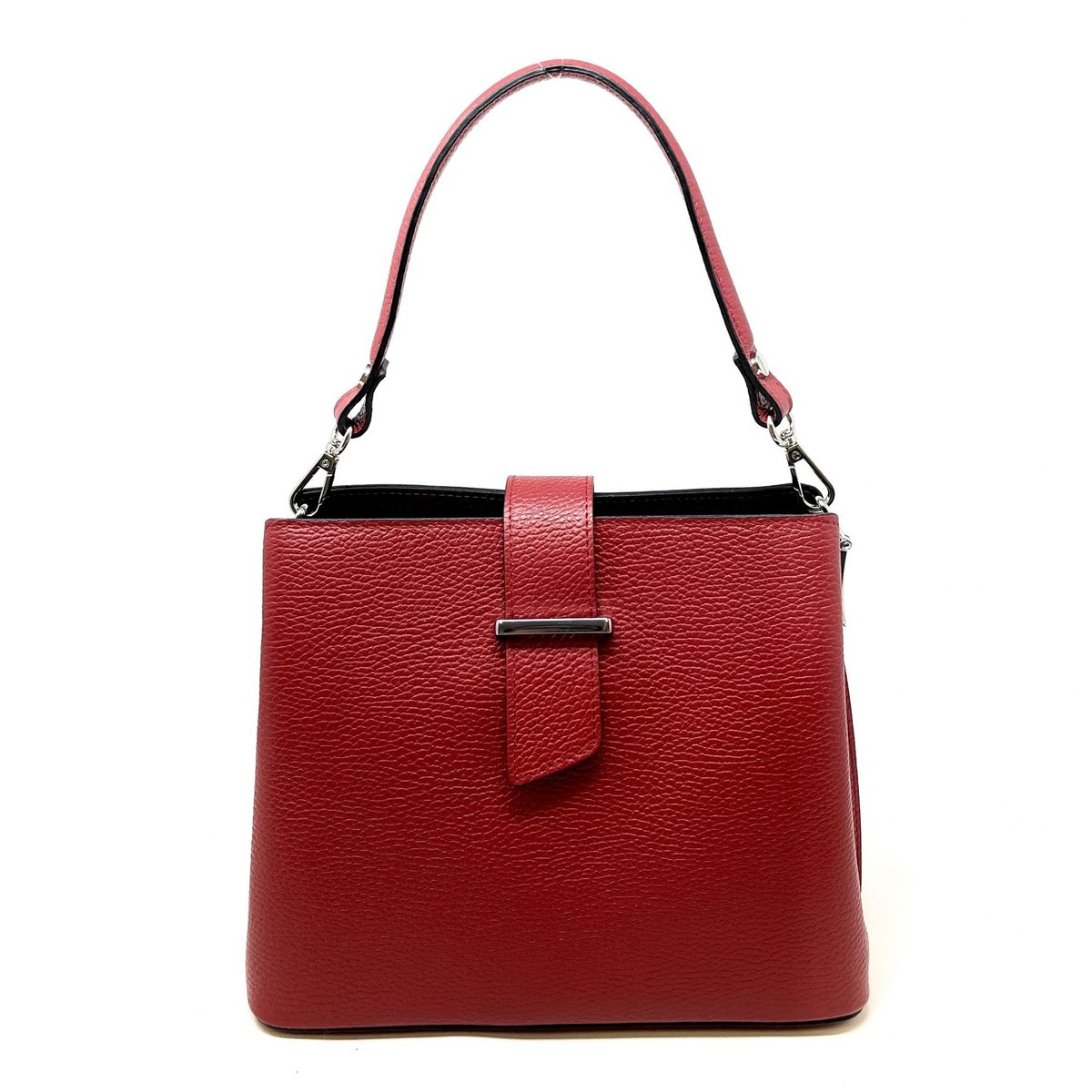 Sac à main en cuir grainé MARTENS rouge foncé, OH MY BAG