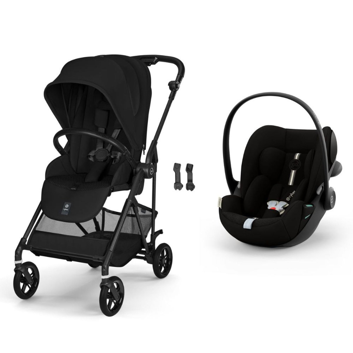 Pack poussette duo Melio Carbon 6 + siège auto Cloud G3 i-Size Tissu Plus noir magic black, CYBEX