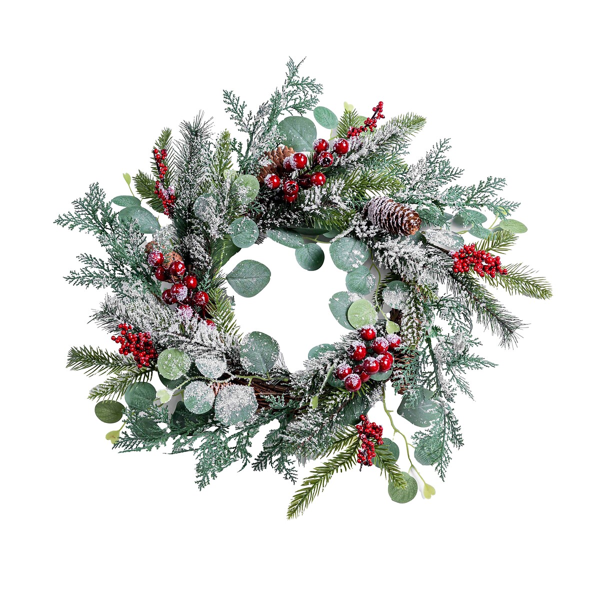 55cm Heritage Noel Frosted & Red Berry Wreath red, SO'HOME