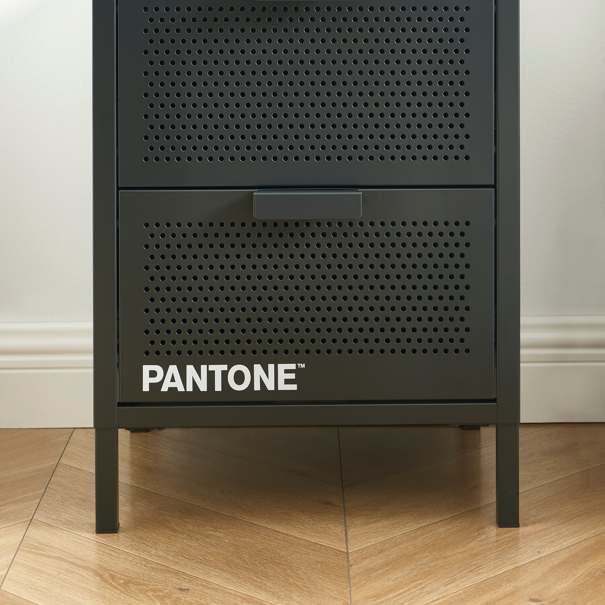 Table de chevet en acier gris anthracite / tcx 19-5005, PANTONE