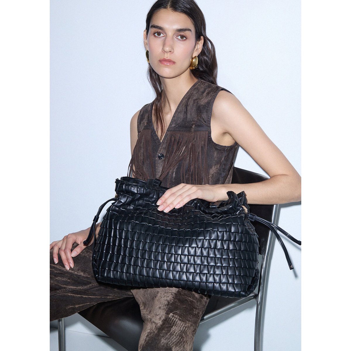 Grand sac Riccy embossé noir, LIU JO