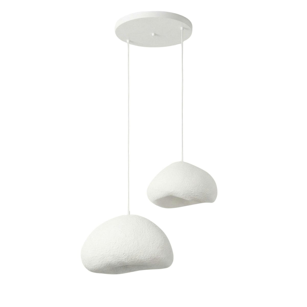 Suspension blanche design organique 2 abat-jour 70 cm NOXIS blanc, PIER IMPORT
