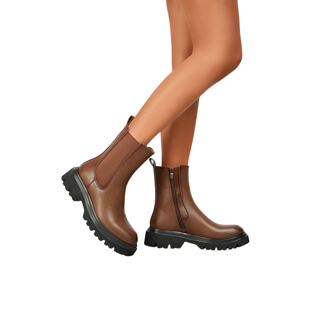 Bottines à Zip camel, ENZA NUCCI
