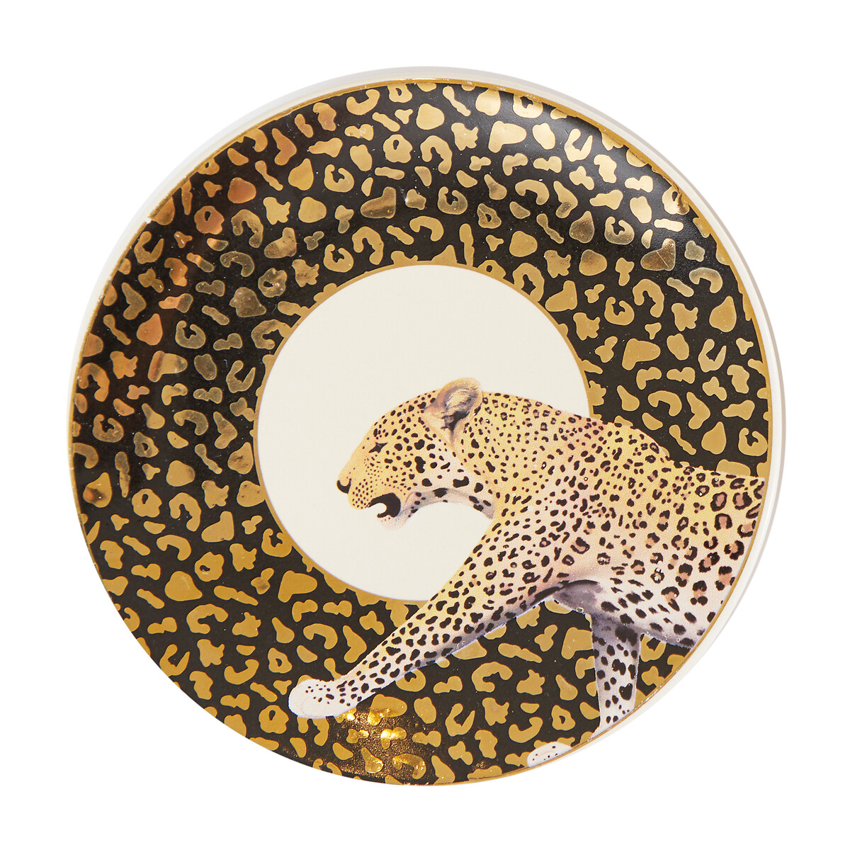Set of 4 Stoneware Leopard Dishes gold-coloured, SO'HOME