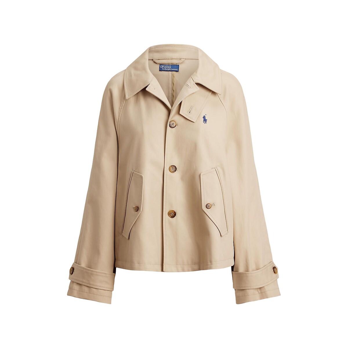 Cotton A-Line Jacket with Button Fastening beige, POLO RALPH LAUREN