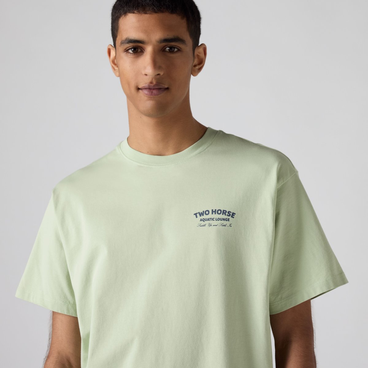 T-shirt graphique coupe vintage vert - two horse aquatic lounge cameo green body, LEVI'S