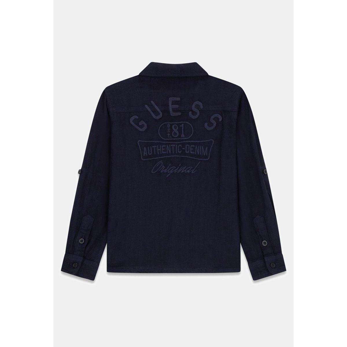 Chemise En Mélange De Lin bleu foncé, GUESS KIDS
