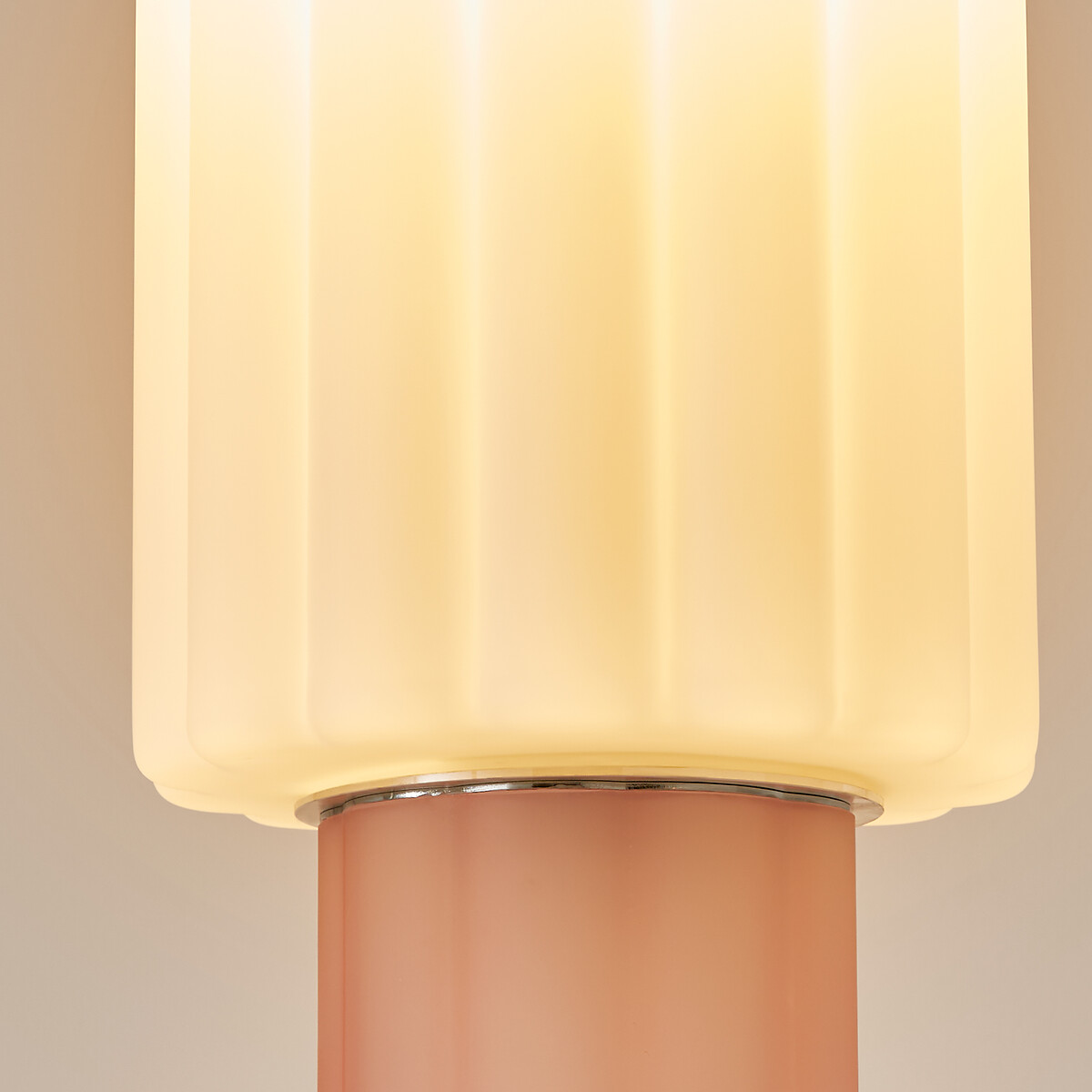Lampe à poser, en verre coloré et opaline, JUSTYNA rose, LA REDOUTE INTERIEURS