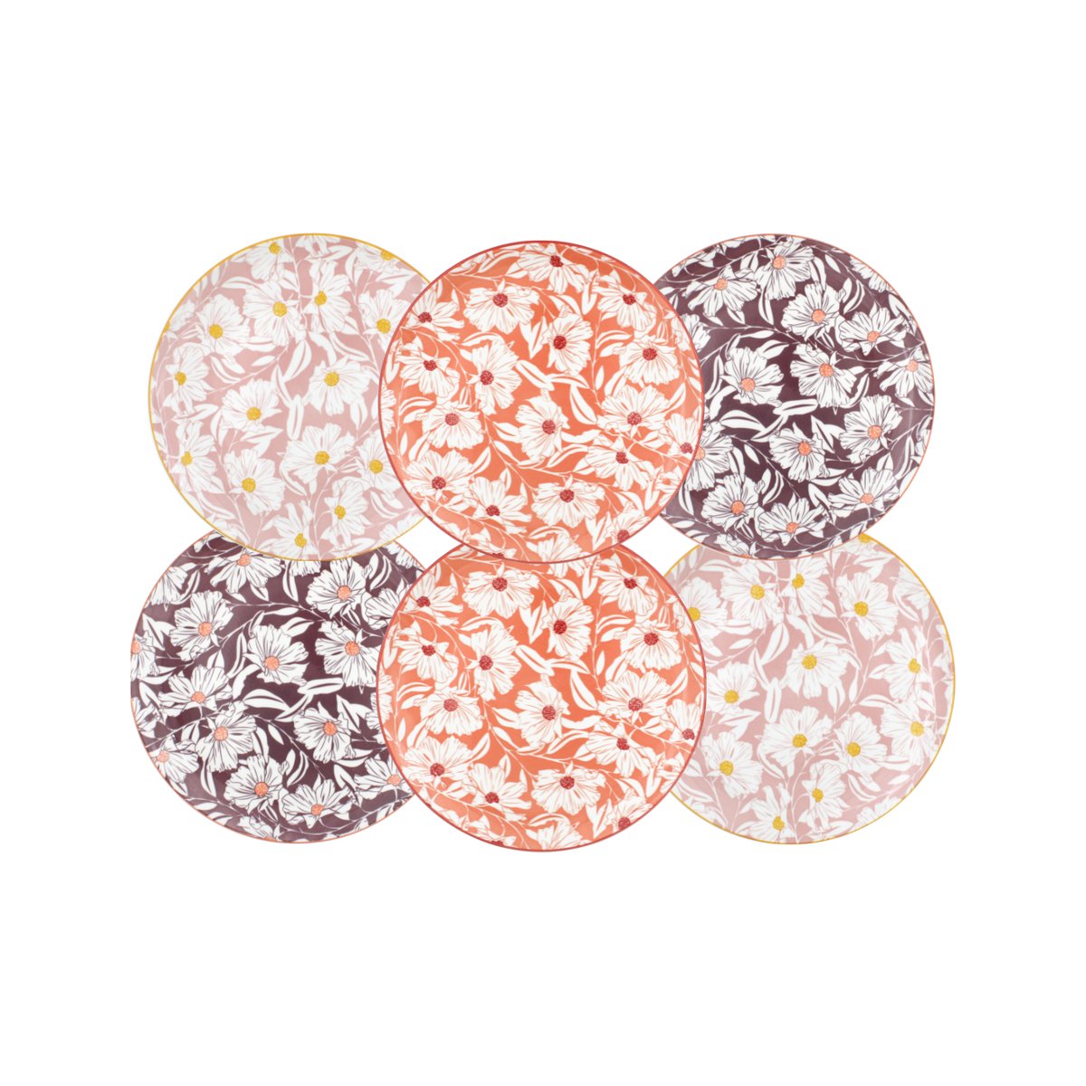 Lot de 6 petites assiettes, OPHELIA rose, ARTIME