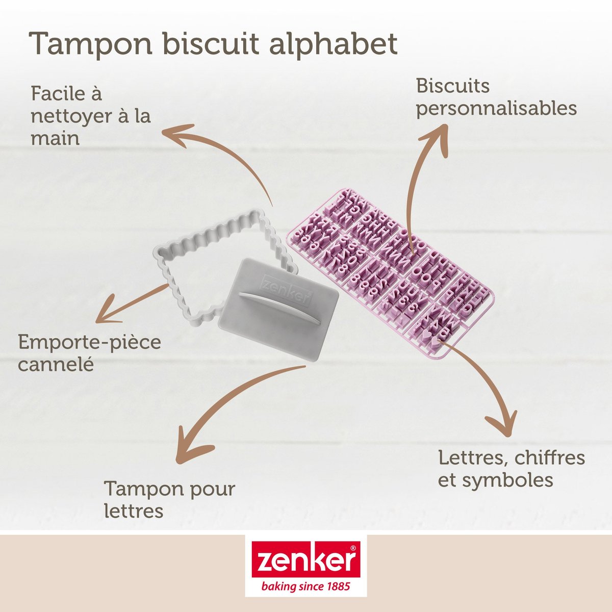 2 tampons alphabet pour biscuit SMART PASTRY gris, ZENKER