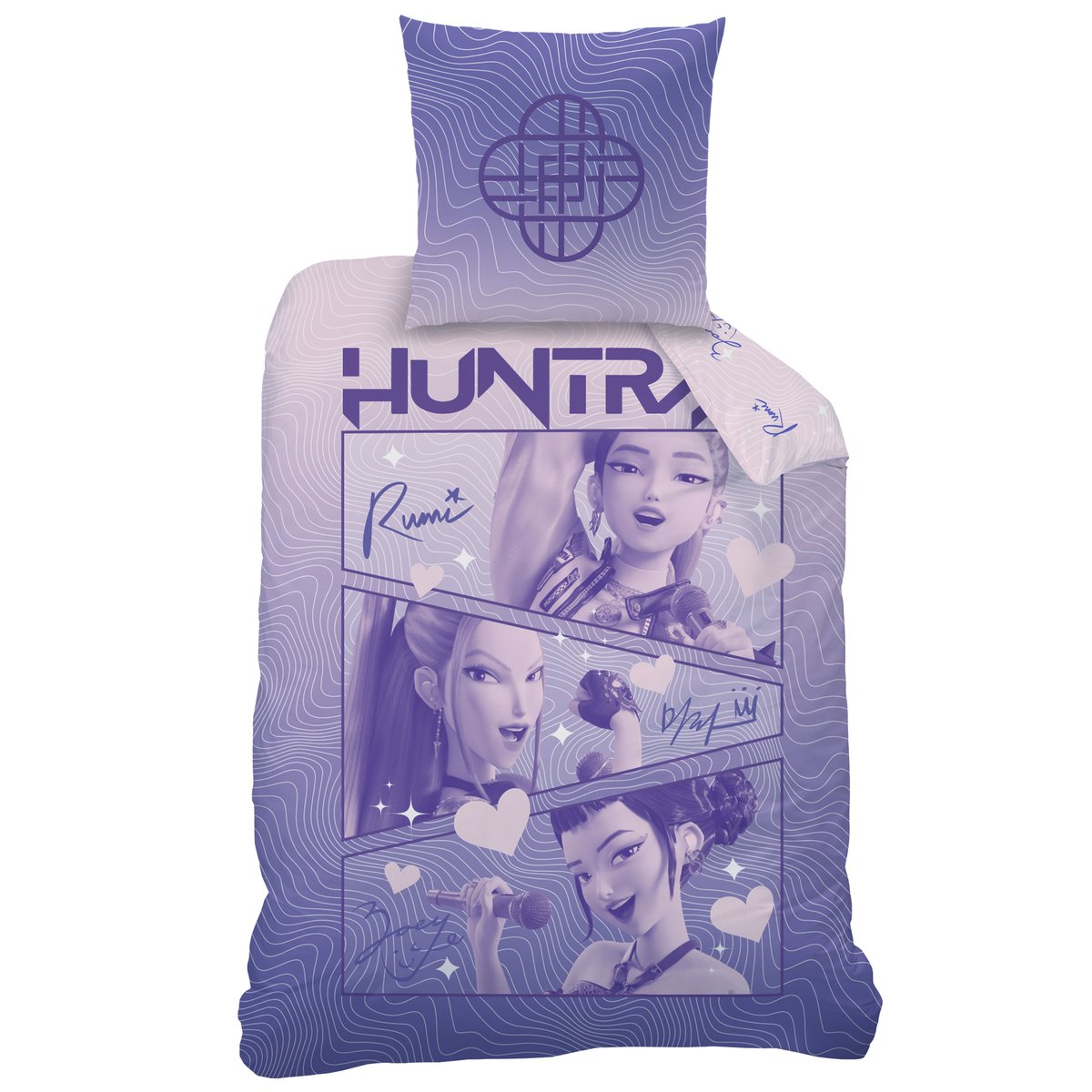 Parure de lit imprimée 100% coton, GOLDEN violet, KPOP DEMON HUNTERS