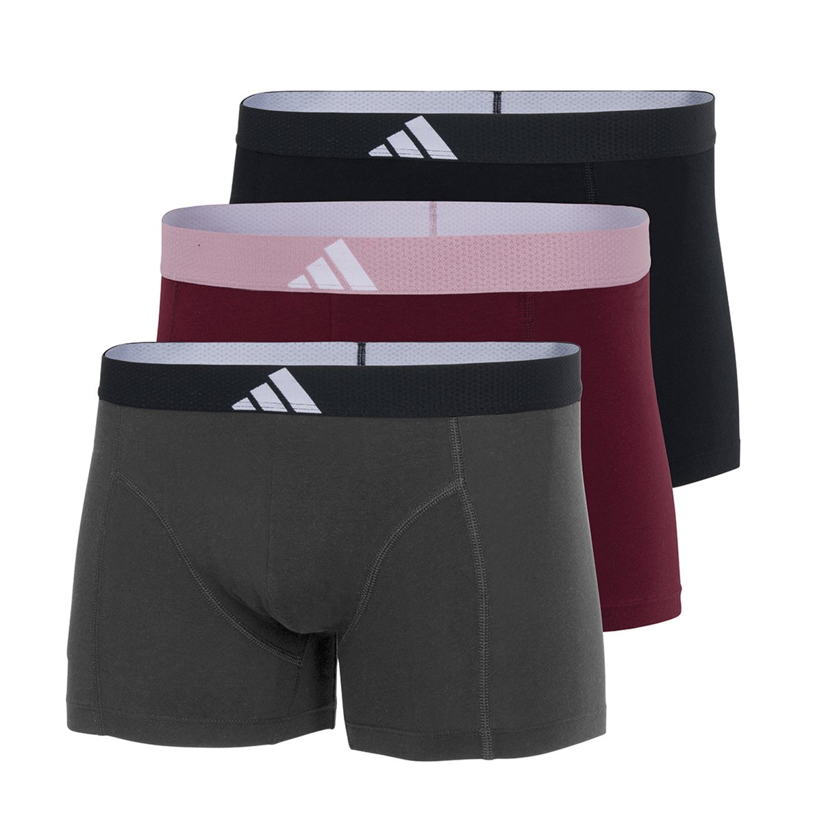 Lot de 3 boxers unis, Active Flex Cotton Body noir + gris + rouge, ADIDAS SPORTSWEAR