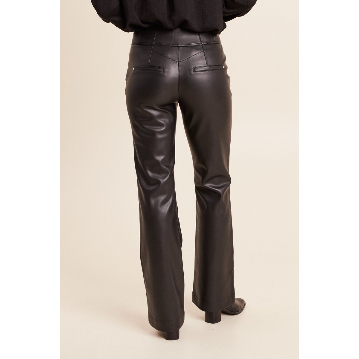 Pantalon bootcut taille haute similicuir noir, BREAL