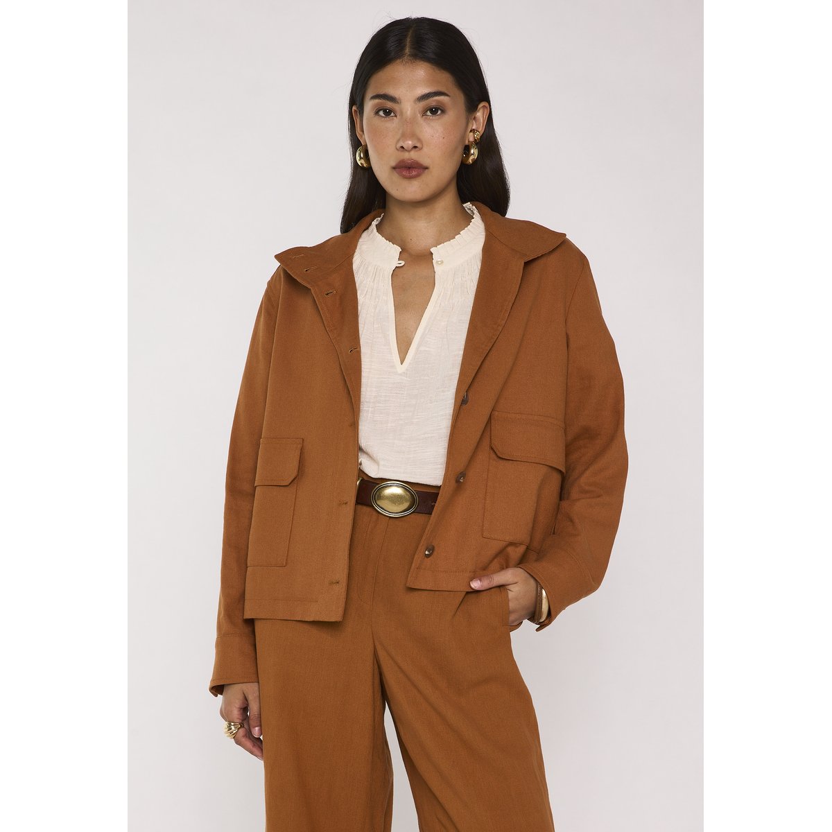 Veste à manches longues en lin mélangé BLONDIE ocre, Maison 123