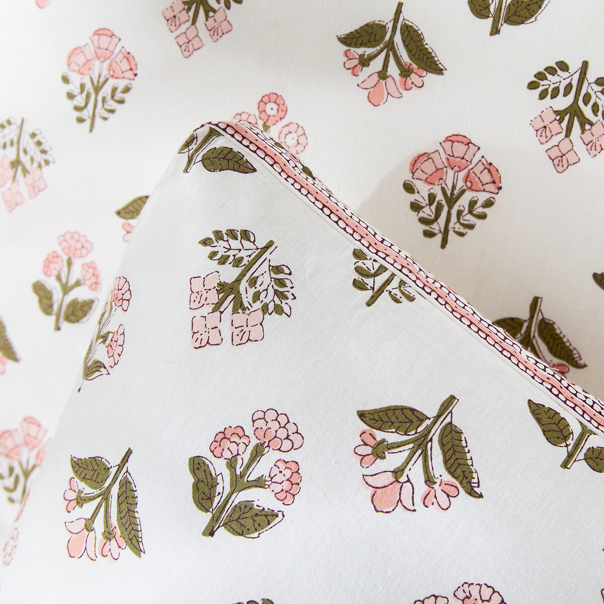 Funda de almohada infantil, algodón lavado, estampado de flores, VANDI ÉCRU estampado con fondo crudo, LA REDOUTE INTERIEURS