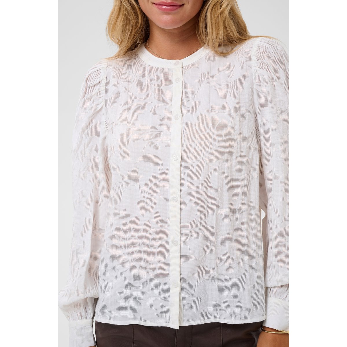 Blouse à manches longues blanc snow white, CREAM