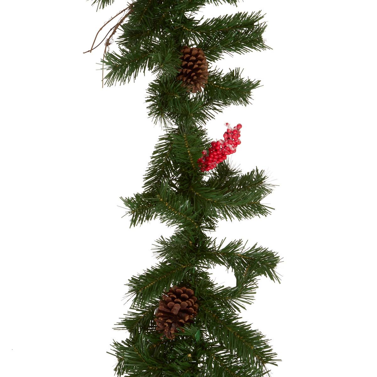 Guirlande de Noël naturelle baies rouges 180 cm vert, FEERIC LIGHTS & CHRISTMAS