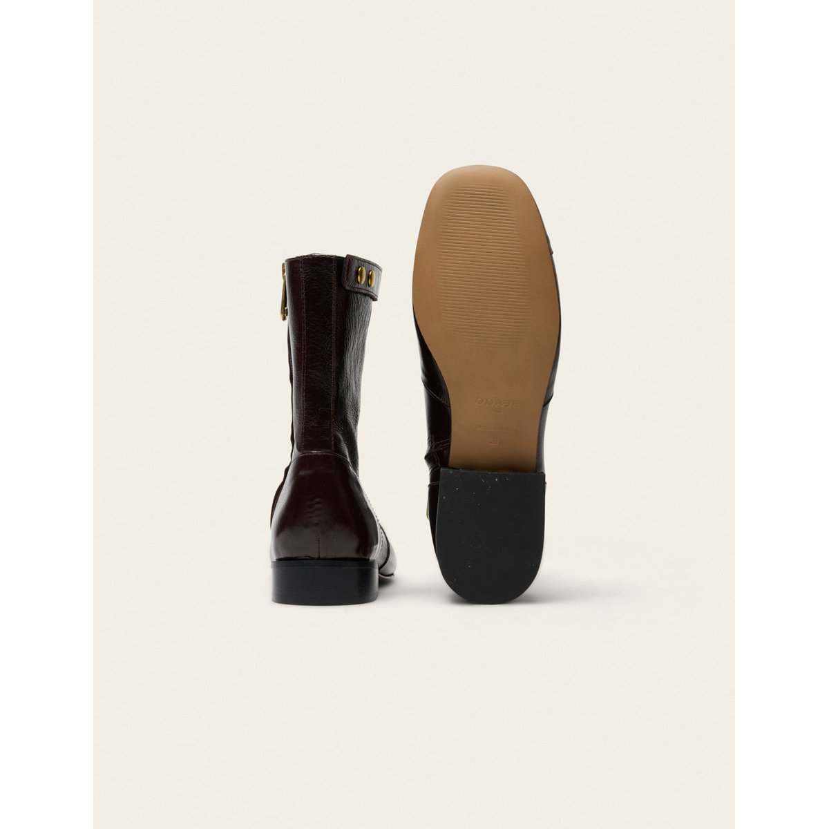 Bottines FIBI cuir plissé verni chocolat, ODAJE