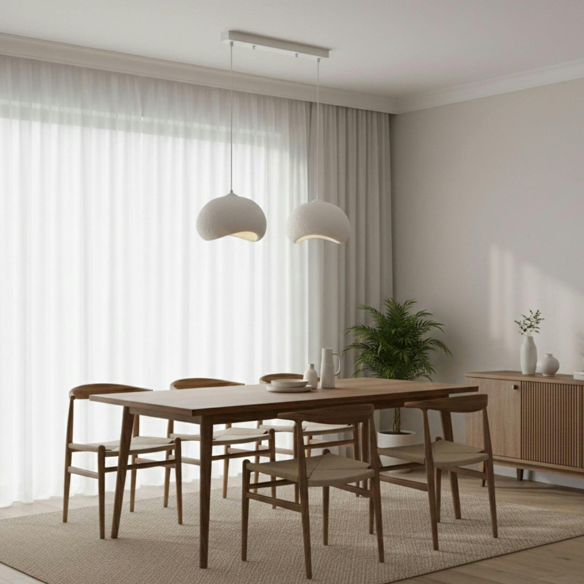 Suspension blanche îlot cuisine 2 lampes 80 cm NOXIS blanc, PIER IMPORT