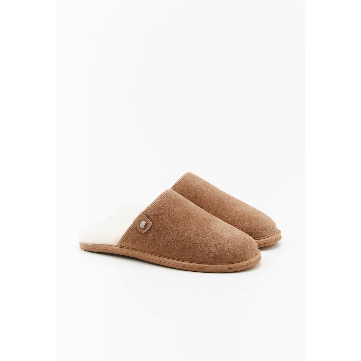 Chaussons Thermolactyl dessus croûte de cuir marron beige, DAMART