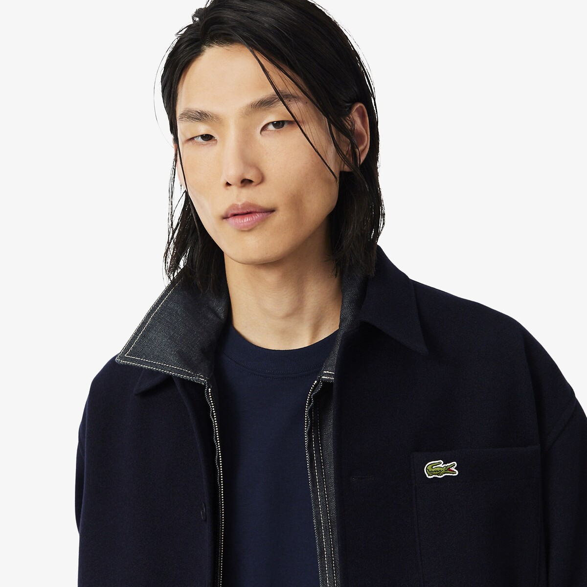 Camicia spessa in flanella blu marino, LACOSTE