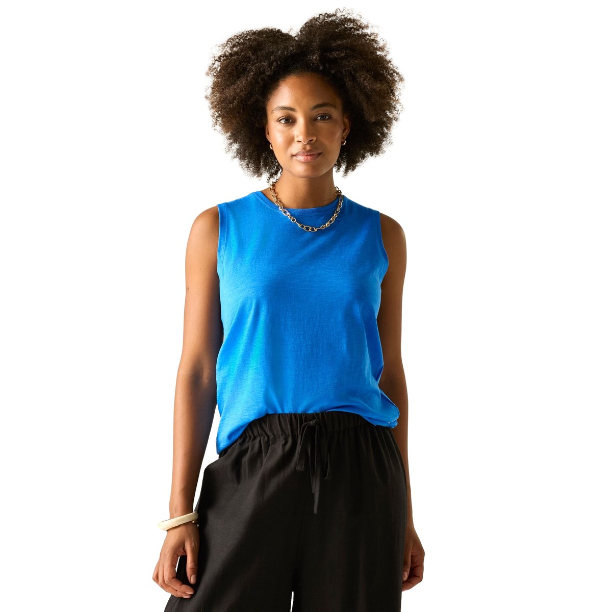Haut uni sans manches en coton FARIENE bleu vif, REGATTA