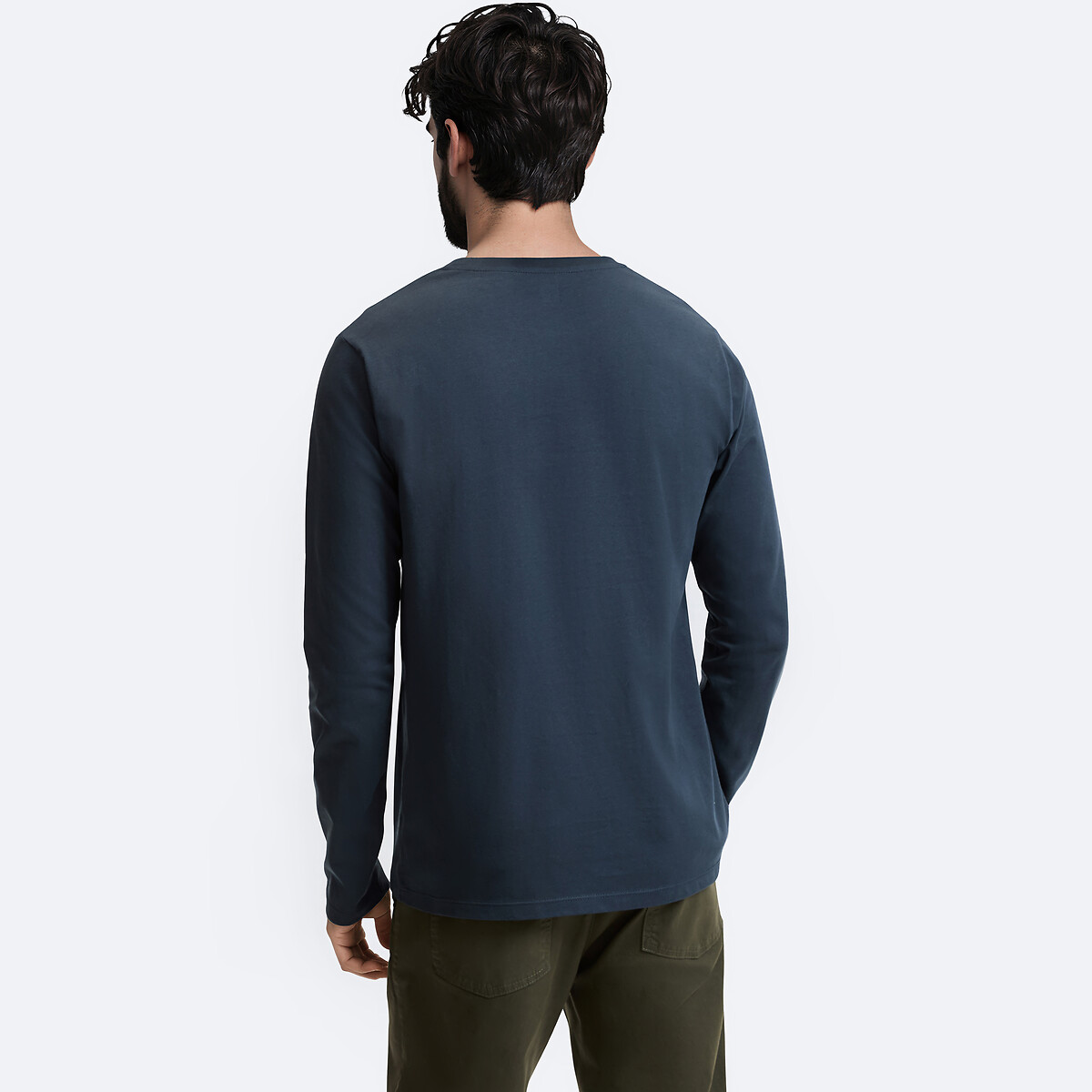T-shirt col rond manches longues bleu marine foncé, LA REDOUTE COLLECTIONS
