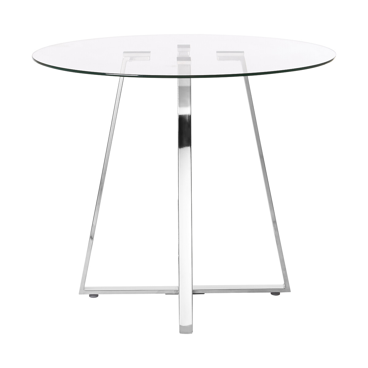 Round Dining Table with Glass Top and Chrome Leg (Seats 4) chrome, SO'HOME