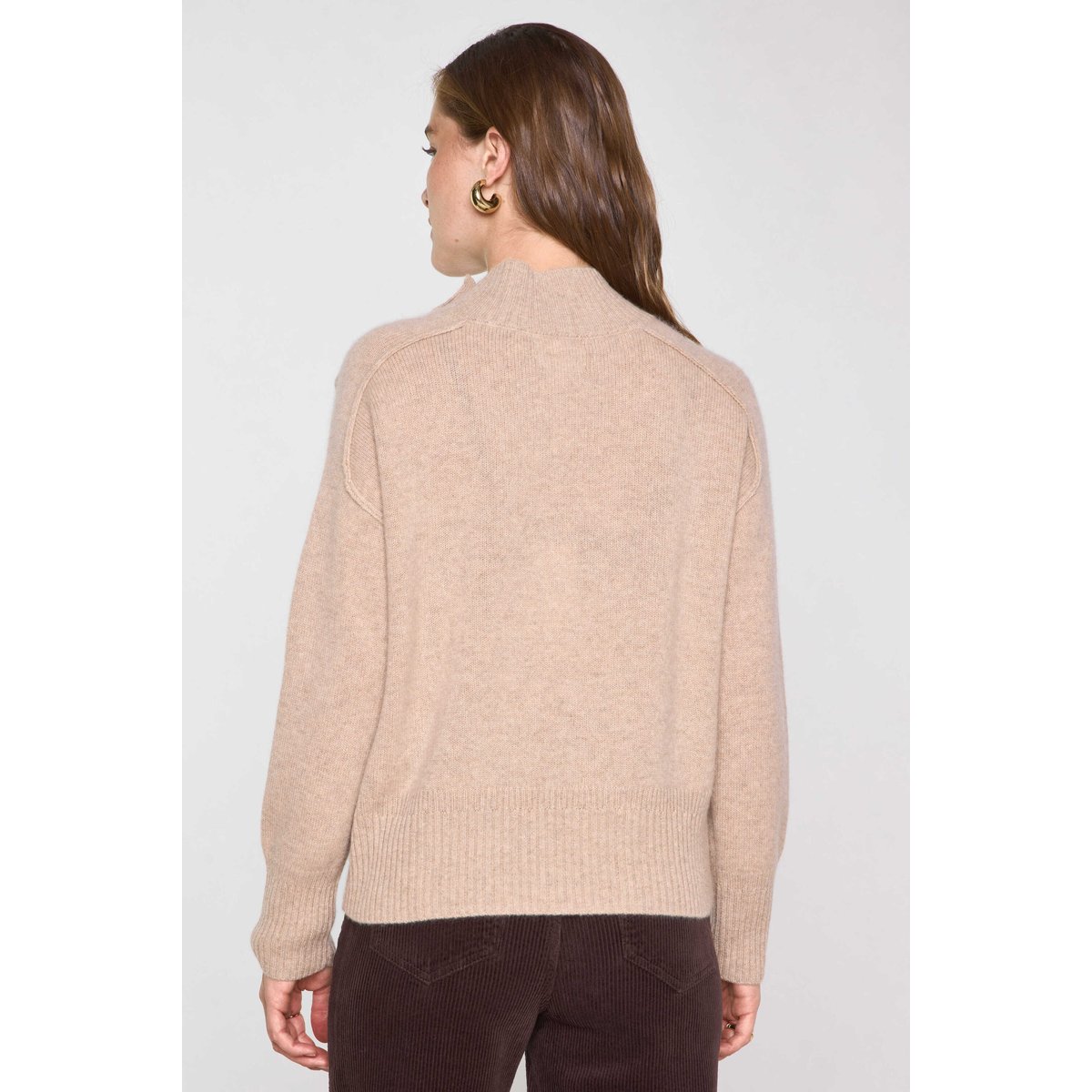 Pull col montant en 100% cachemire 4 fils BRADLEY taupe clair, Maison 123