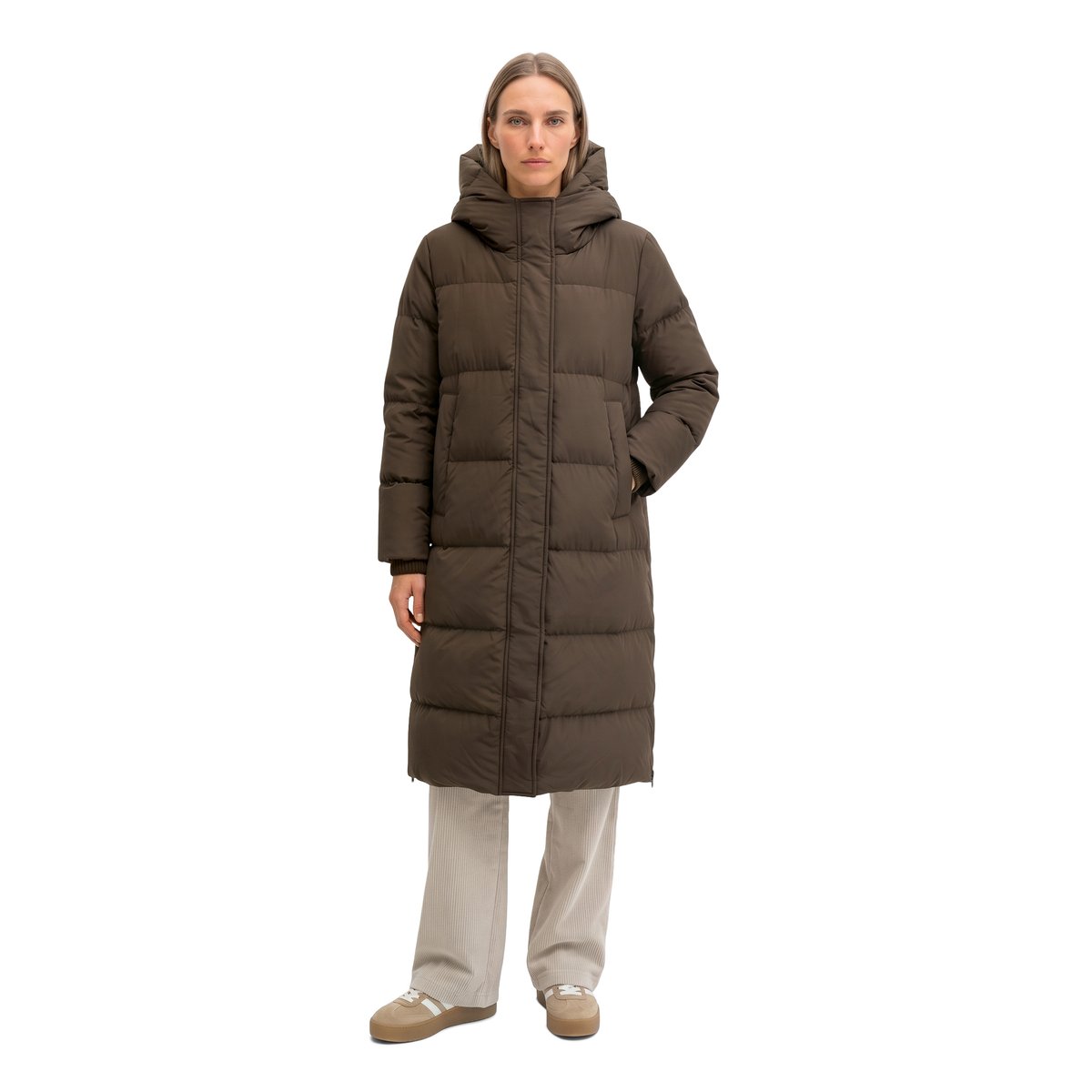 Manteau à capuche matelassé en duvet, coupe régulière à partir de matériaux recyclés gris, MARC O'POLO