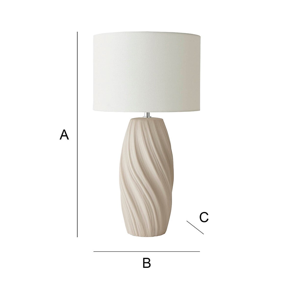 Lauri Swirl Table Lamp with Linen Drum Shade natural, SO'HOME