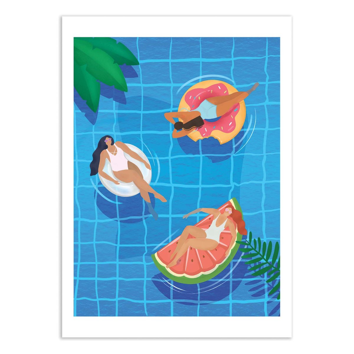 Affiche d'art - Pool Ladies - Petra Lizde bleu, WALL EDITIONS