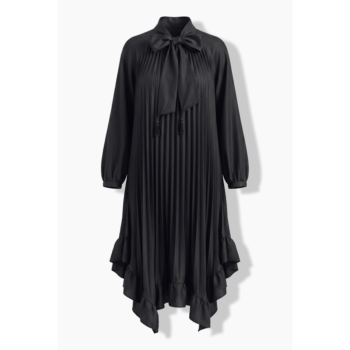 Robe plissée longueur midi, coupe évasée noir, ULLA POPKEN