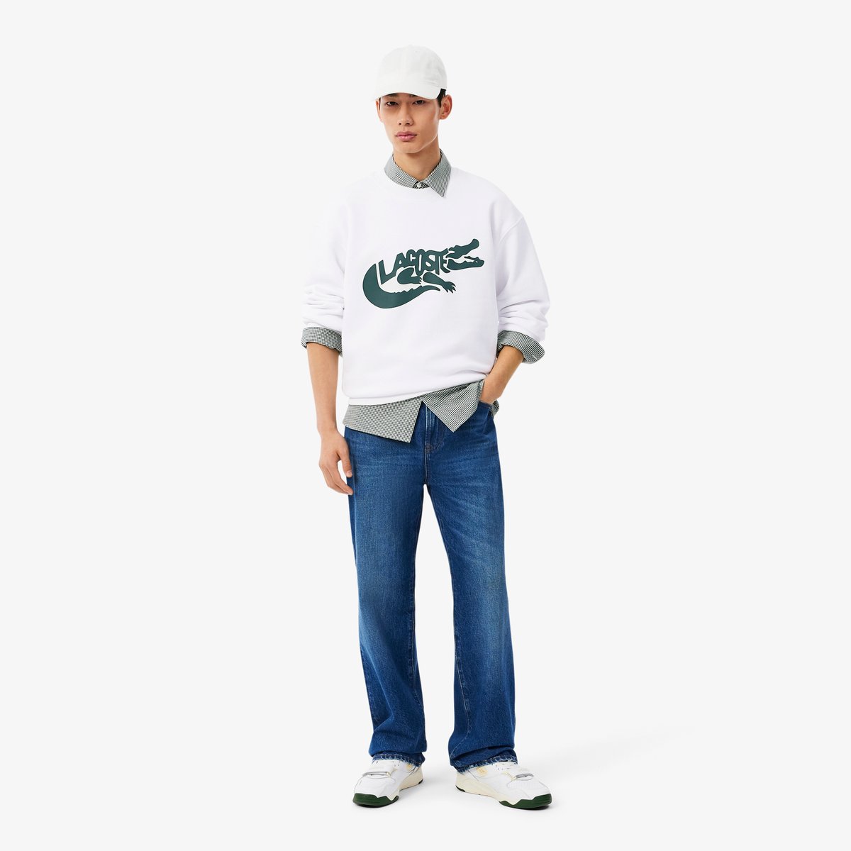 Sweatshirt coton fabriqué en France blanc-001, LACOSTE