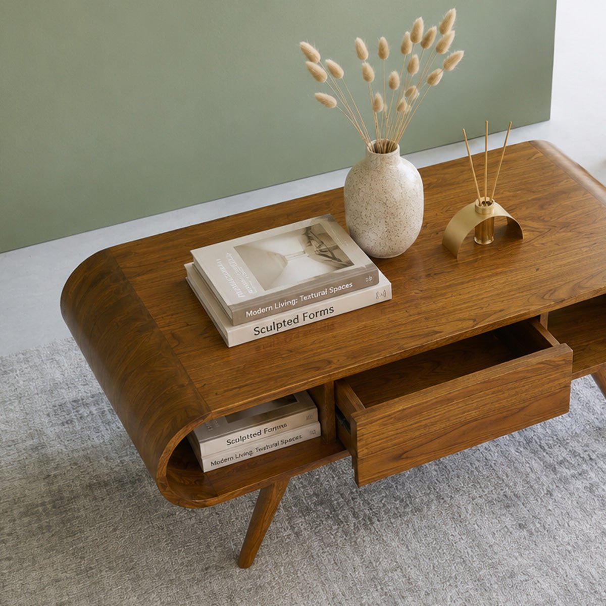 Table basse en bois massif 120 cm 2 tiroirs APOLLINE marron, BERAH GETAH