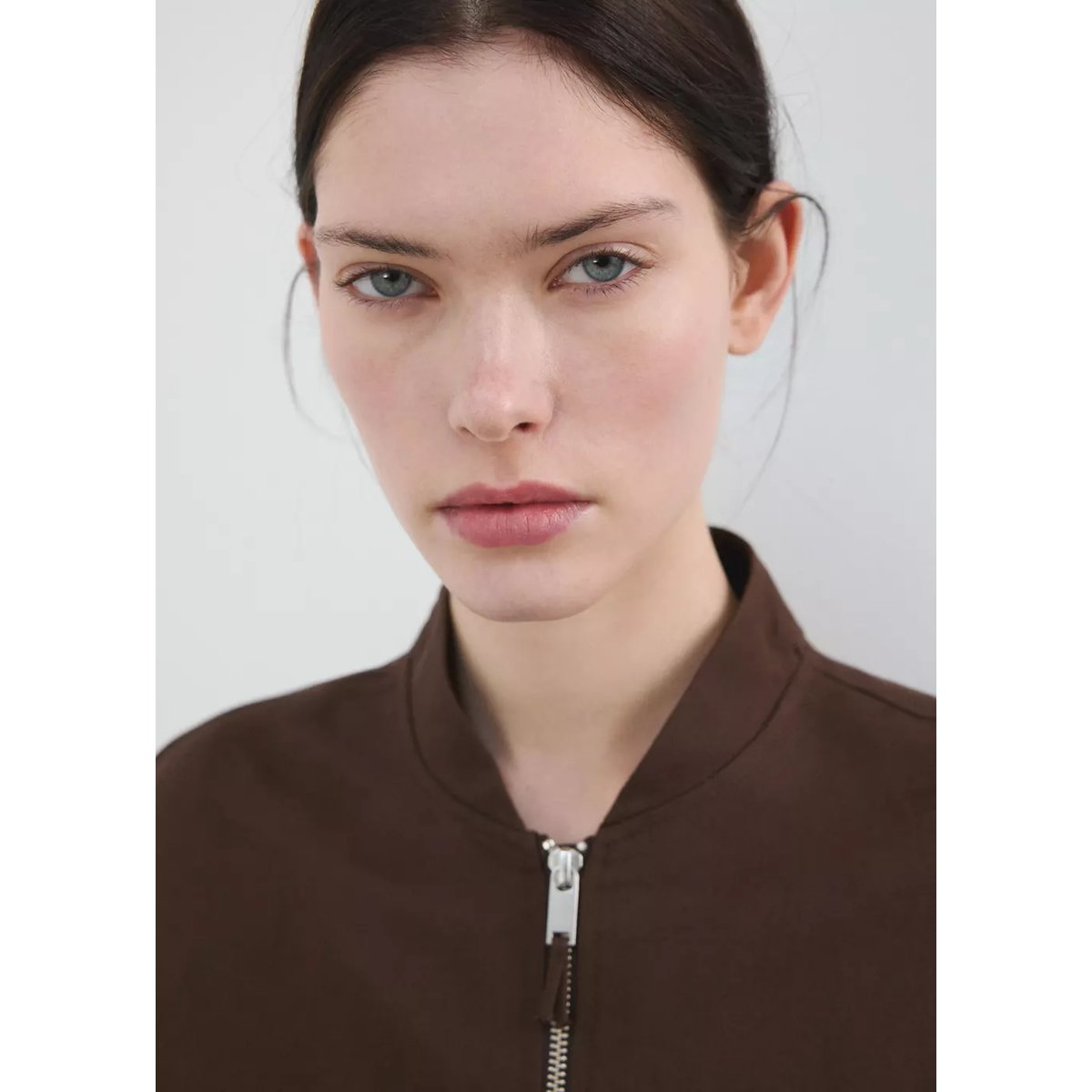 Veste bomber lin chocolat, MANGO