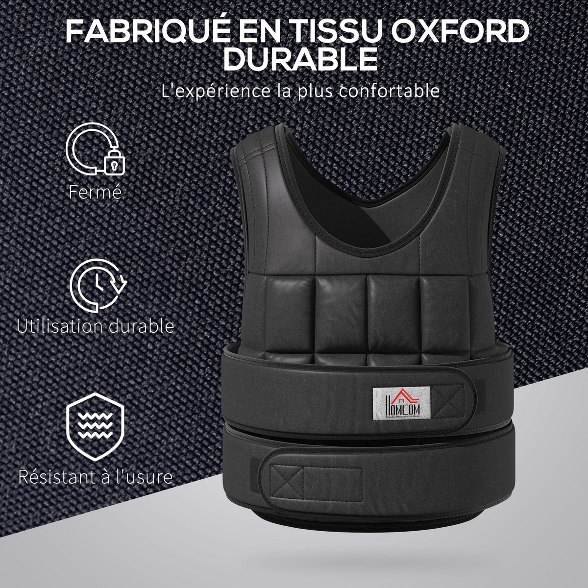Gilet lesté Tissu Oxford Noir noir, HOMCOM