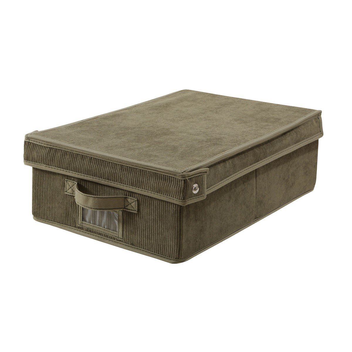 Boîte rangement avec couvercle en velours côtelé Kaki - L31,5 cm vert kaki, CALICOSY