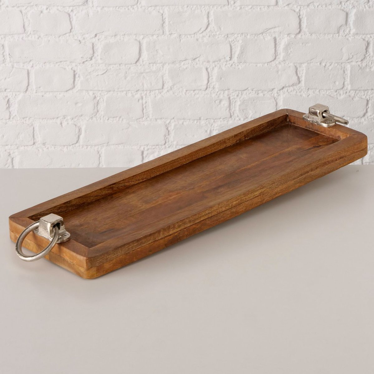 Plateau présentation rectangulaire en bois de manguier 60x20x10cm bois, WADIGA