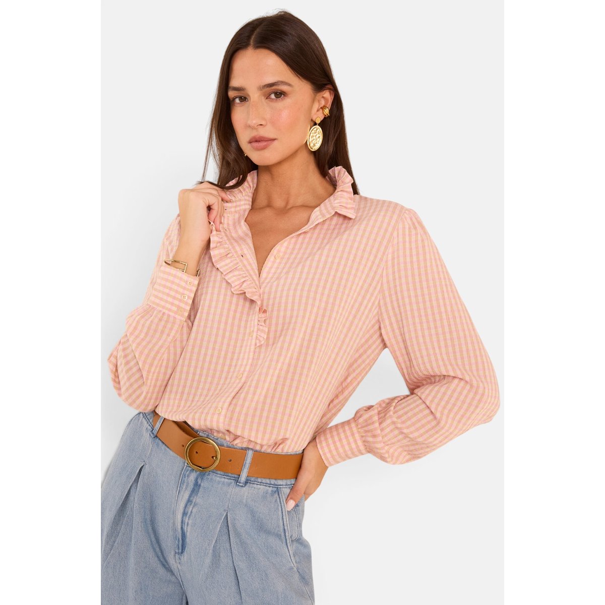 Blouse imprimé vichy à manches longues SALIA primerose, Maison 123
