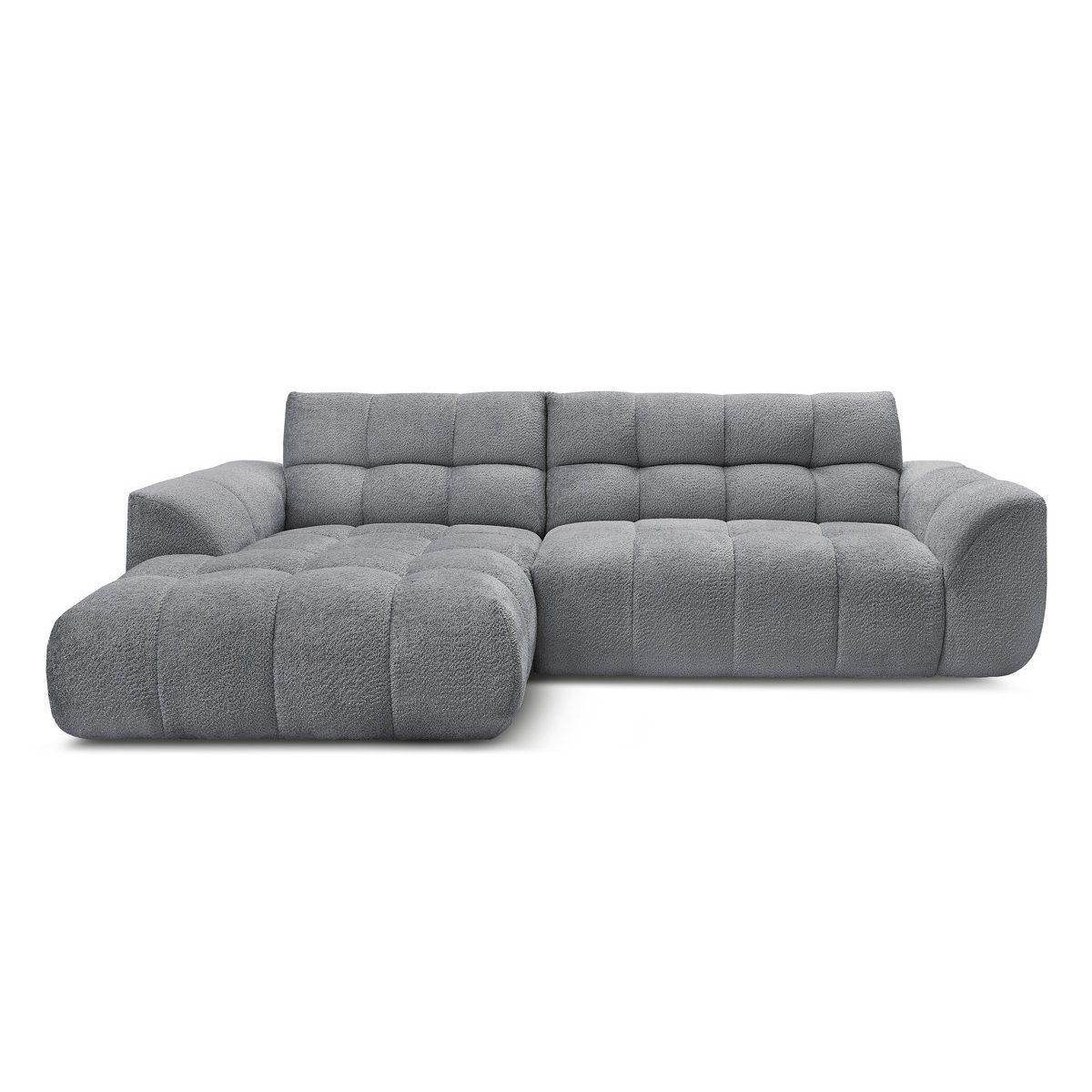 Canapé d'angle fixe 3 places en tissu chenille, JAYA gris, BOBOCHIC