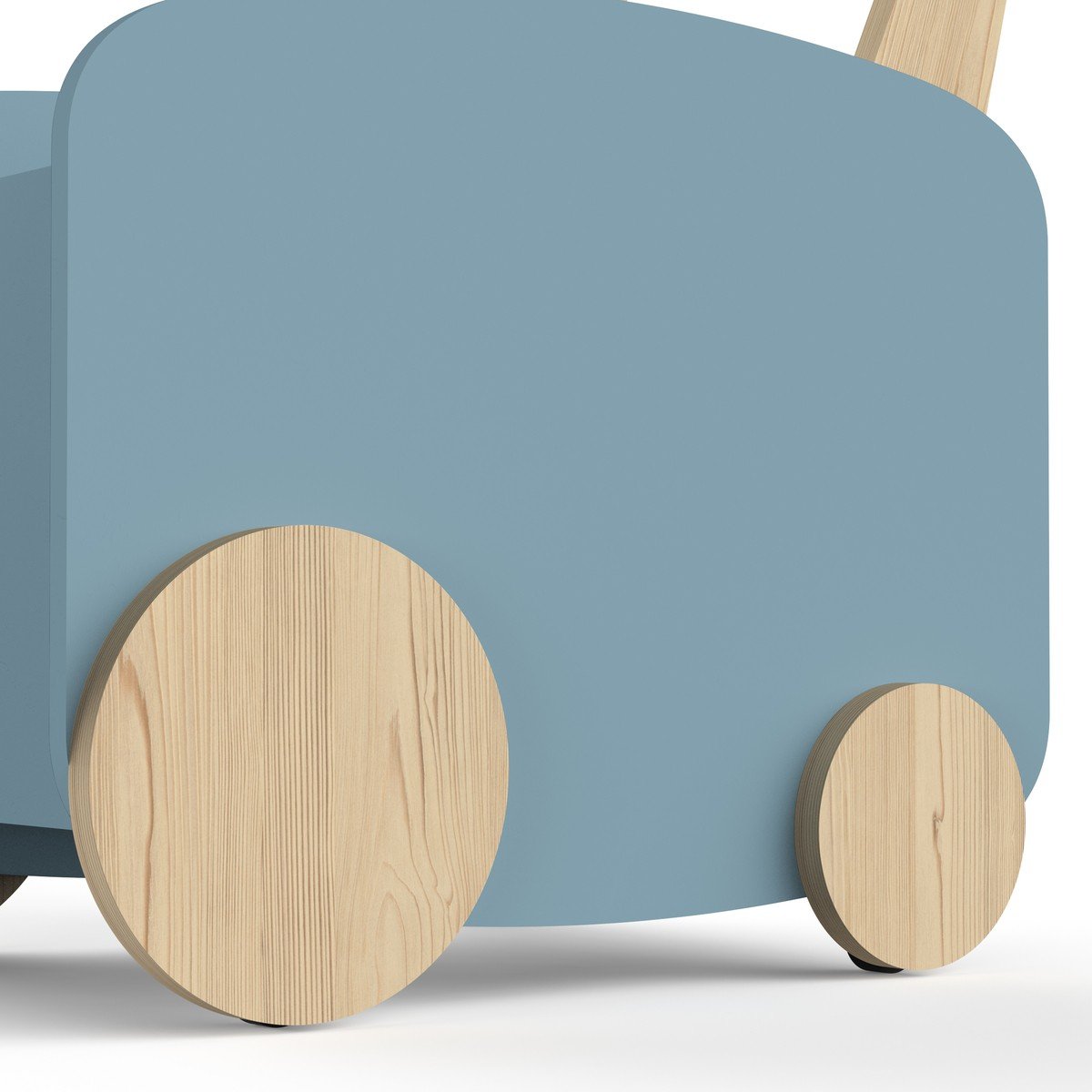 Chariot de rangement à roulettes L49,8 cm - FIRMIANA bleu orage / bois, CALICOSY