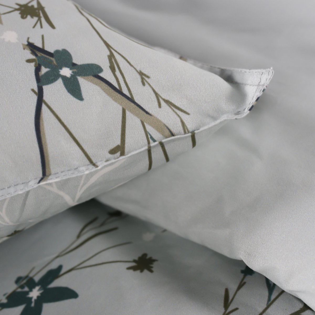 Parure de lit 2 personnes imprimé floral coton SUNSHINE SASHA vert, TODAY