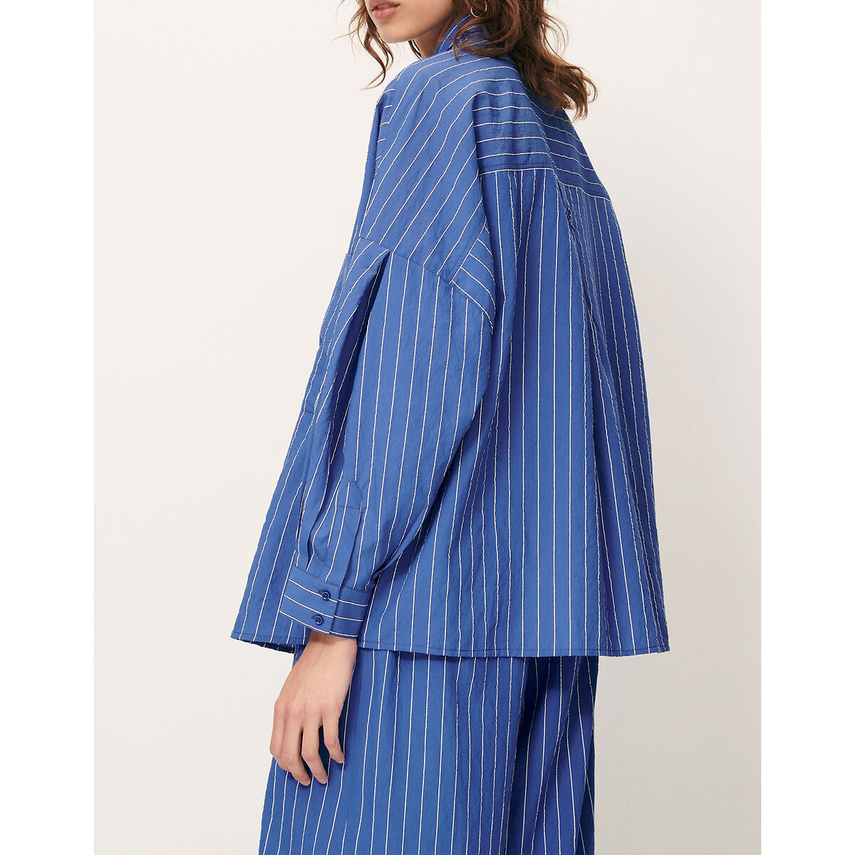 Fontania Striped Oversize Shirt with Pockets blue striped, SESSUN