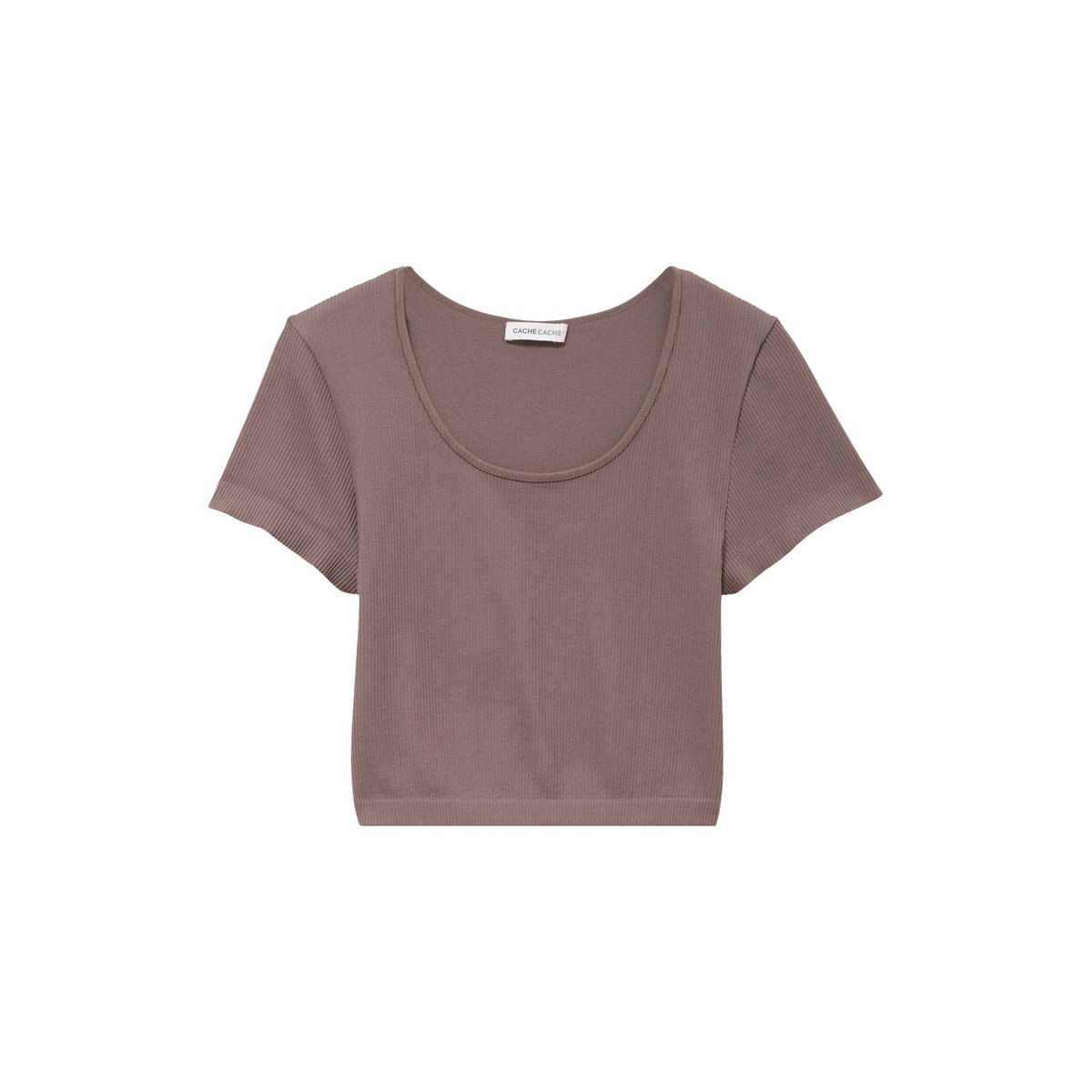 Crop top sans couture col rond marron clair, CACHE CACHE