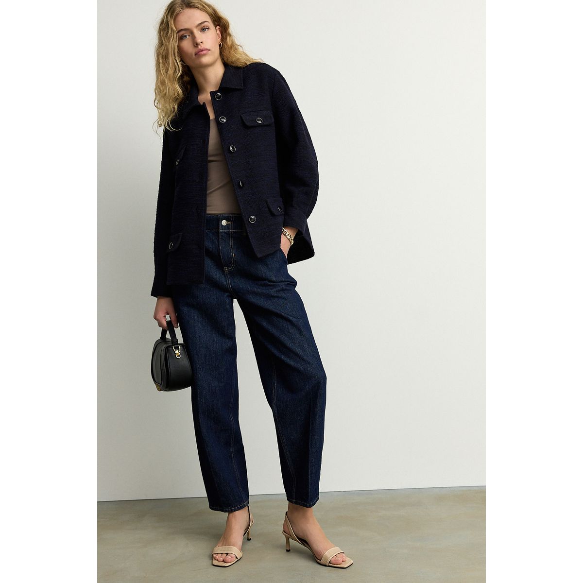 Veste-chemise boutonnée en maille bouclée bleu marine, NEXT