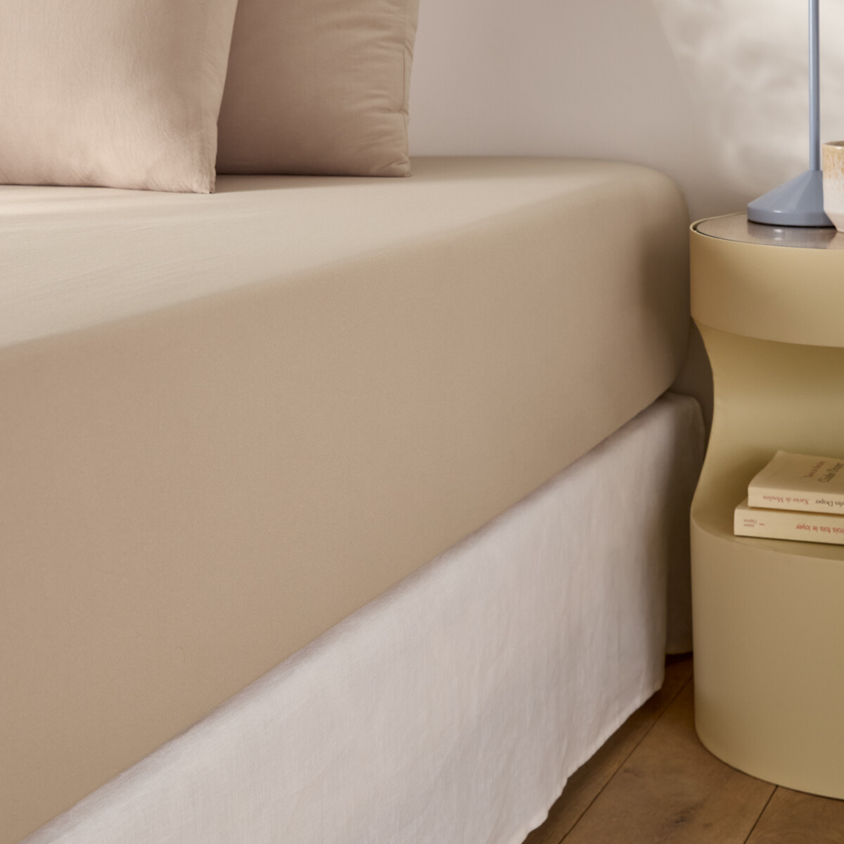 Drap-housse en microfibre lavée, polyester recyclé, bonnet 30 cm beige, LA REDOUTE INTERIEURS